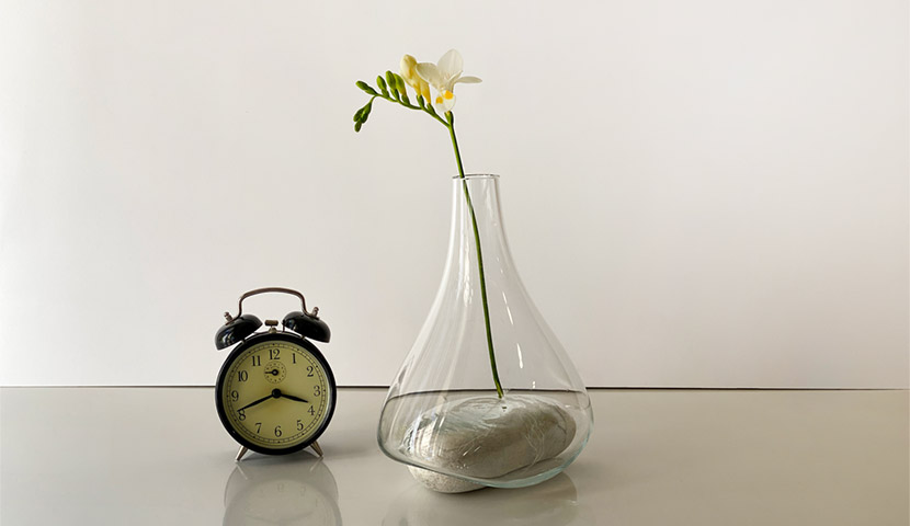 گلدان شیشه ای مدرن ترکیبی با سنگ  121318