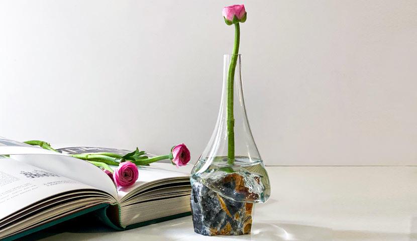 گلدان مرمری آبی شیشه ای  12243
