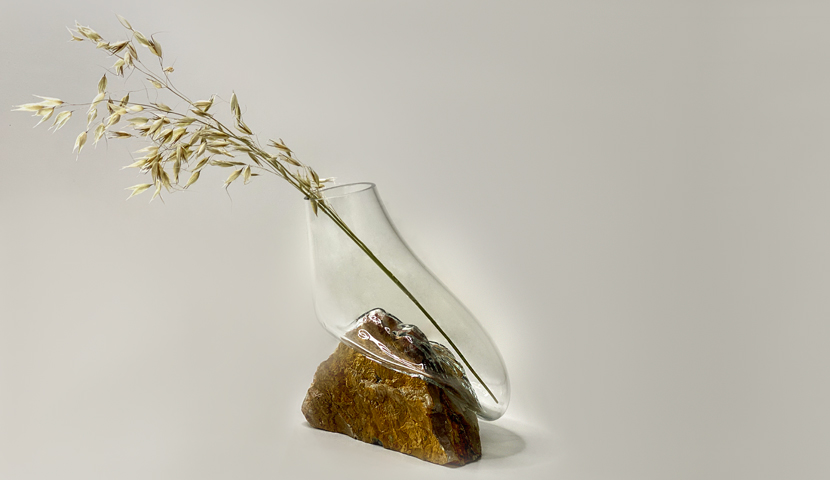 گلدان شیشه ای لاویا با سنگ مرمر 120237